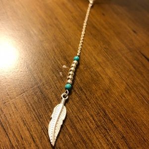 Feather Turquoise Drop Necklace